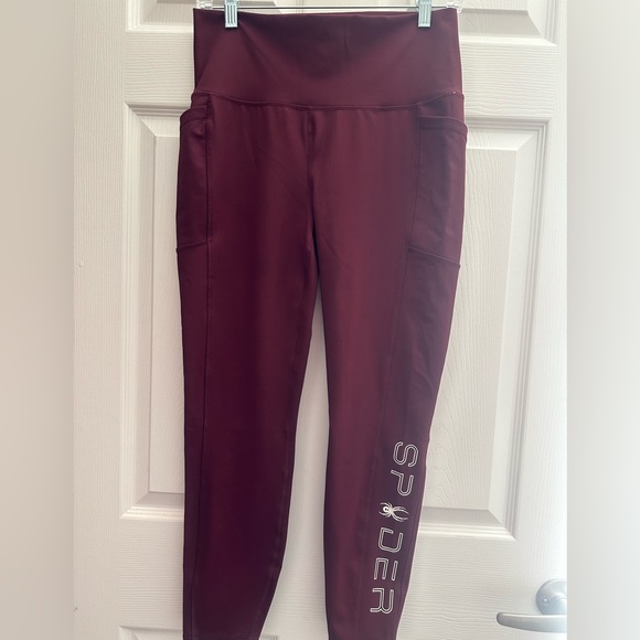 Spyder Pants - SPYDER Active Women's Leg Logo Leggings Burgundy